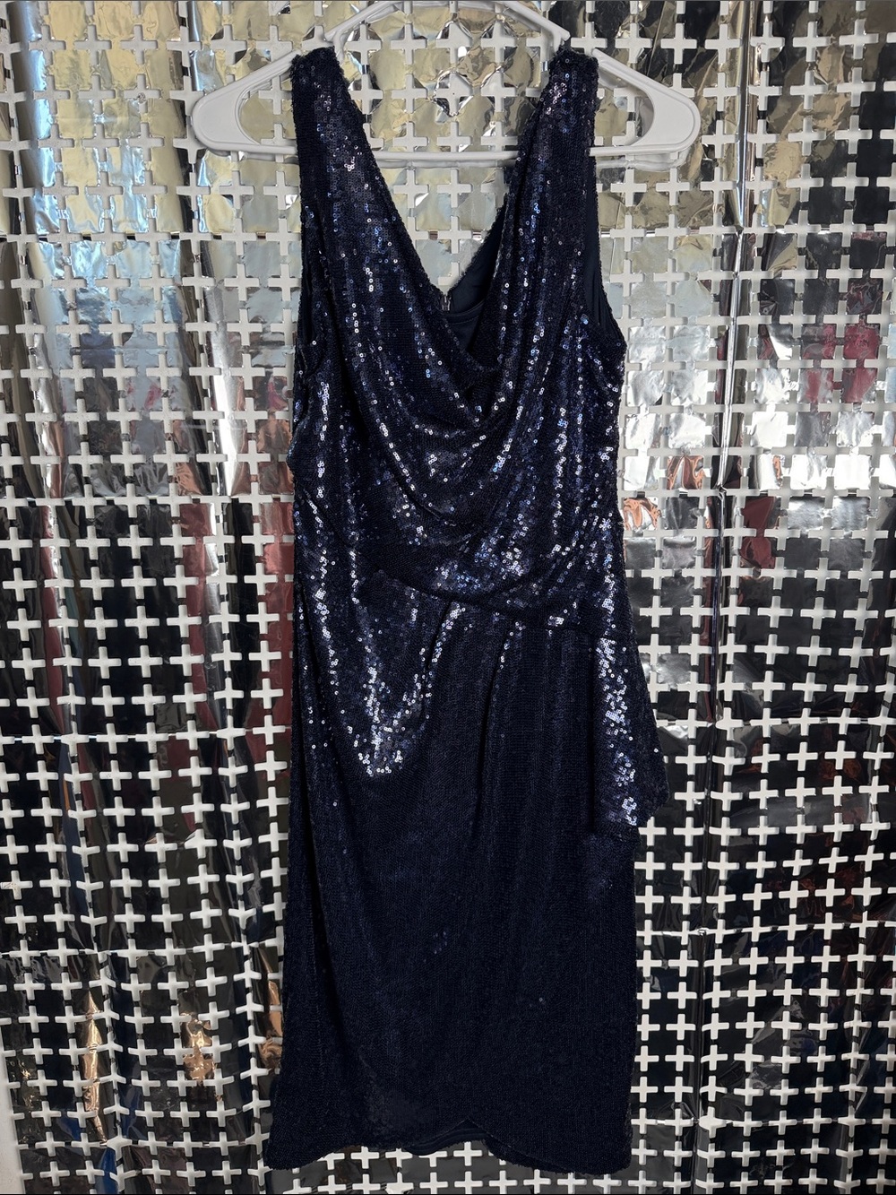 Alex Evenings Navy Sequin Midi Dress